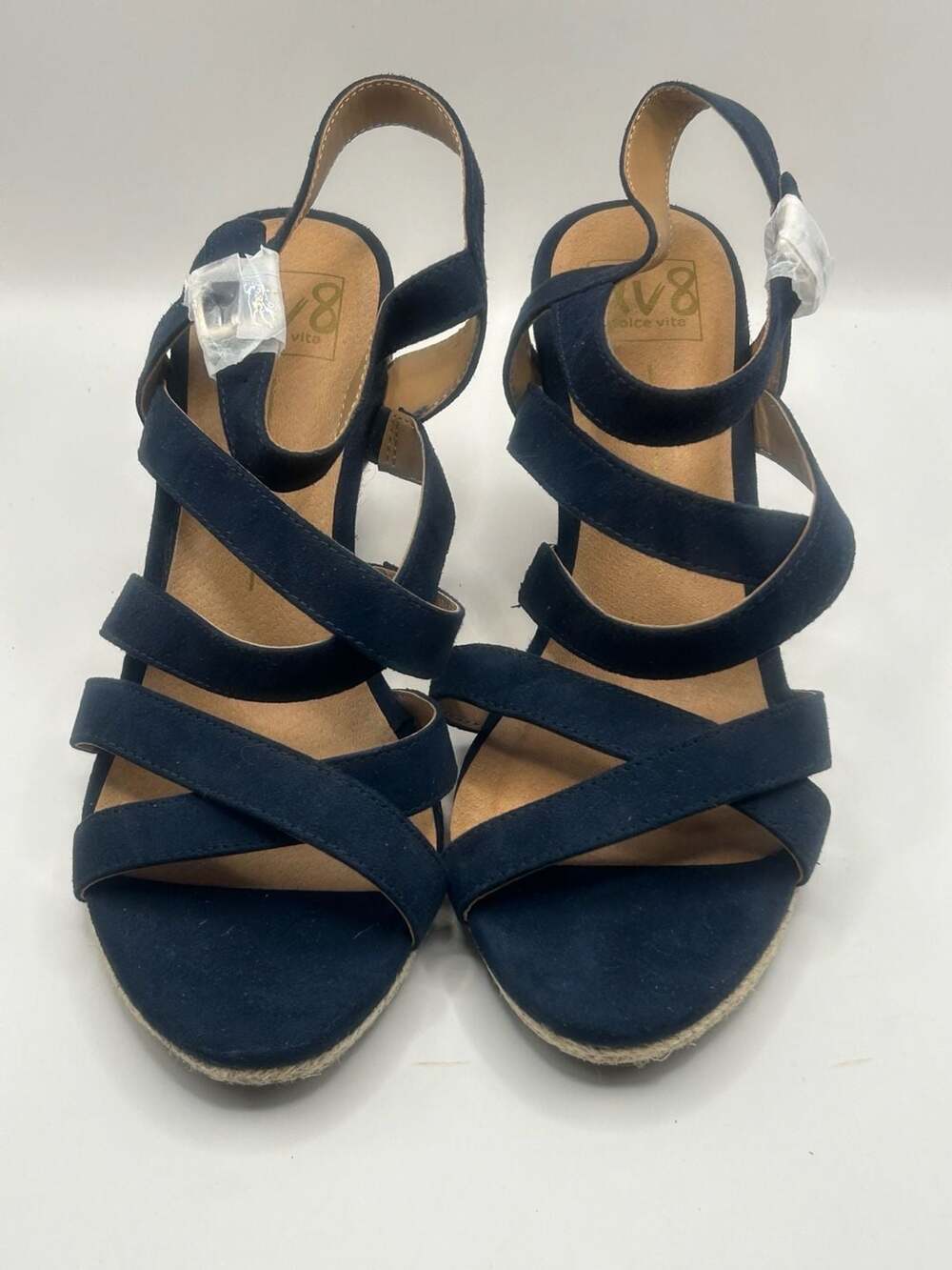DV8 by Dolce Vita Navy Suede Strappy Espadrille Wedge Sandals